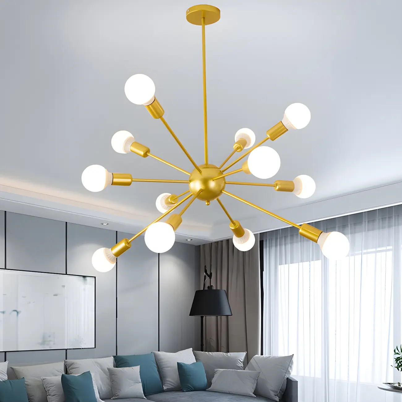 Modern Adjustable Gold Metal Sputnik Chandelier Image - 2 | homeyfad