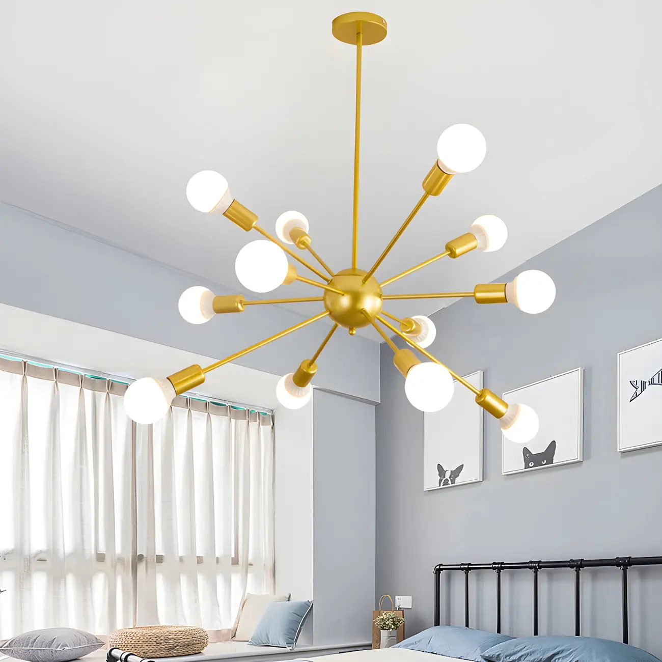 Modern Adjustable Gold Metal Sputnik Chandelier Image - 3 | homeyfad