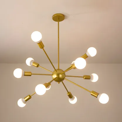 Modern Adjustable Gold Metal Sputnik Chandelier Image - 15