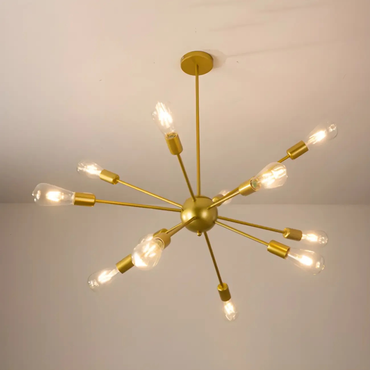 Modern Adjustable Gold Metal Sputnik Chandelier Image - 16