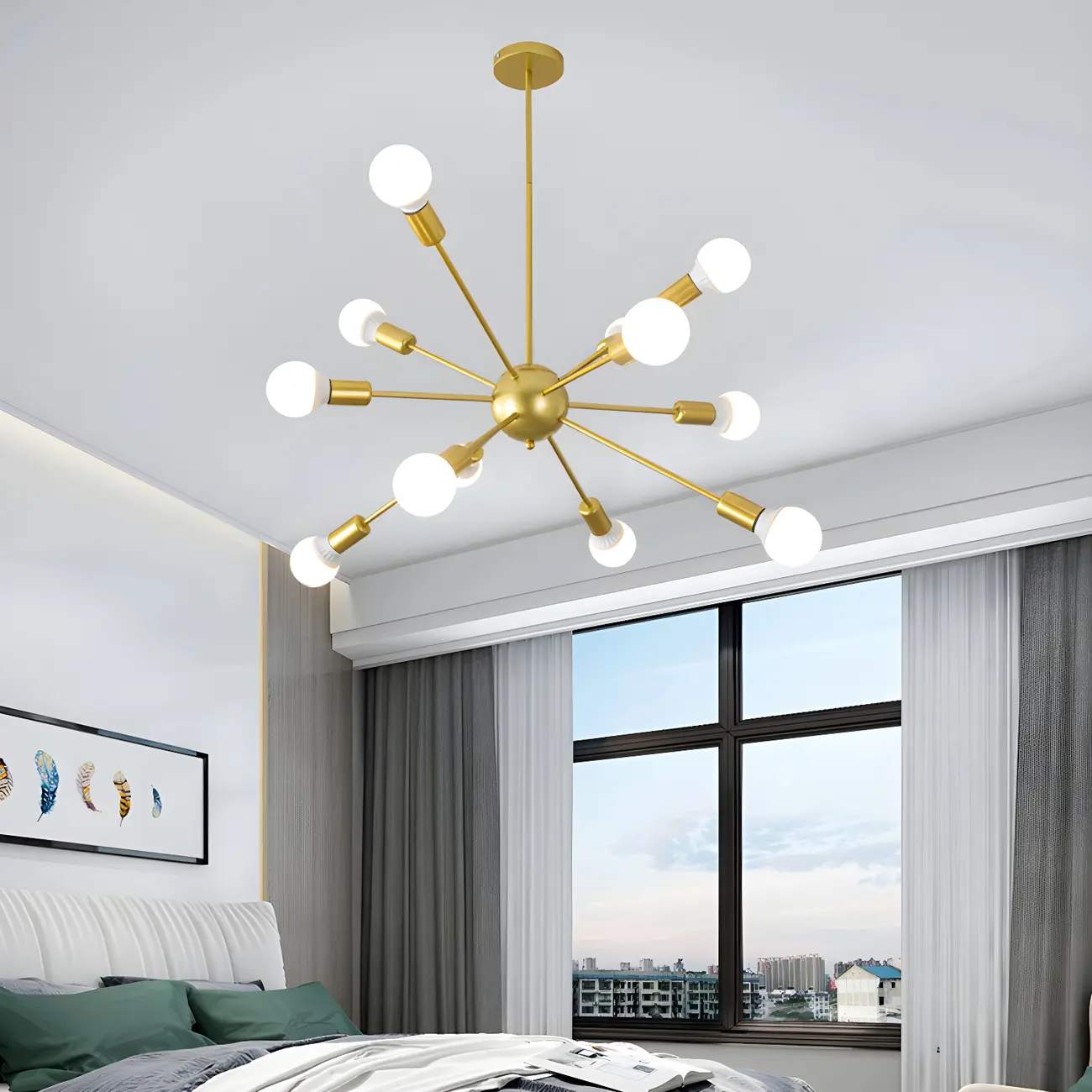 Modern Adjustable Gold Metal Sputnik Chandelier Image - 7 | homeyfad