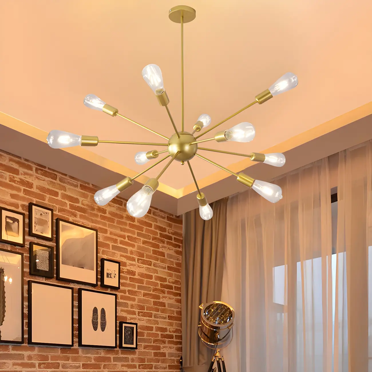 Modern Adjustable Gold Metal Sputnik Chandelier Image - 4 | homeyfad