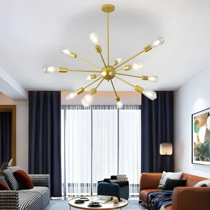 Modern Adjustable Gold Metal Sputnik Chandelier Image - 5