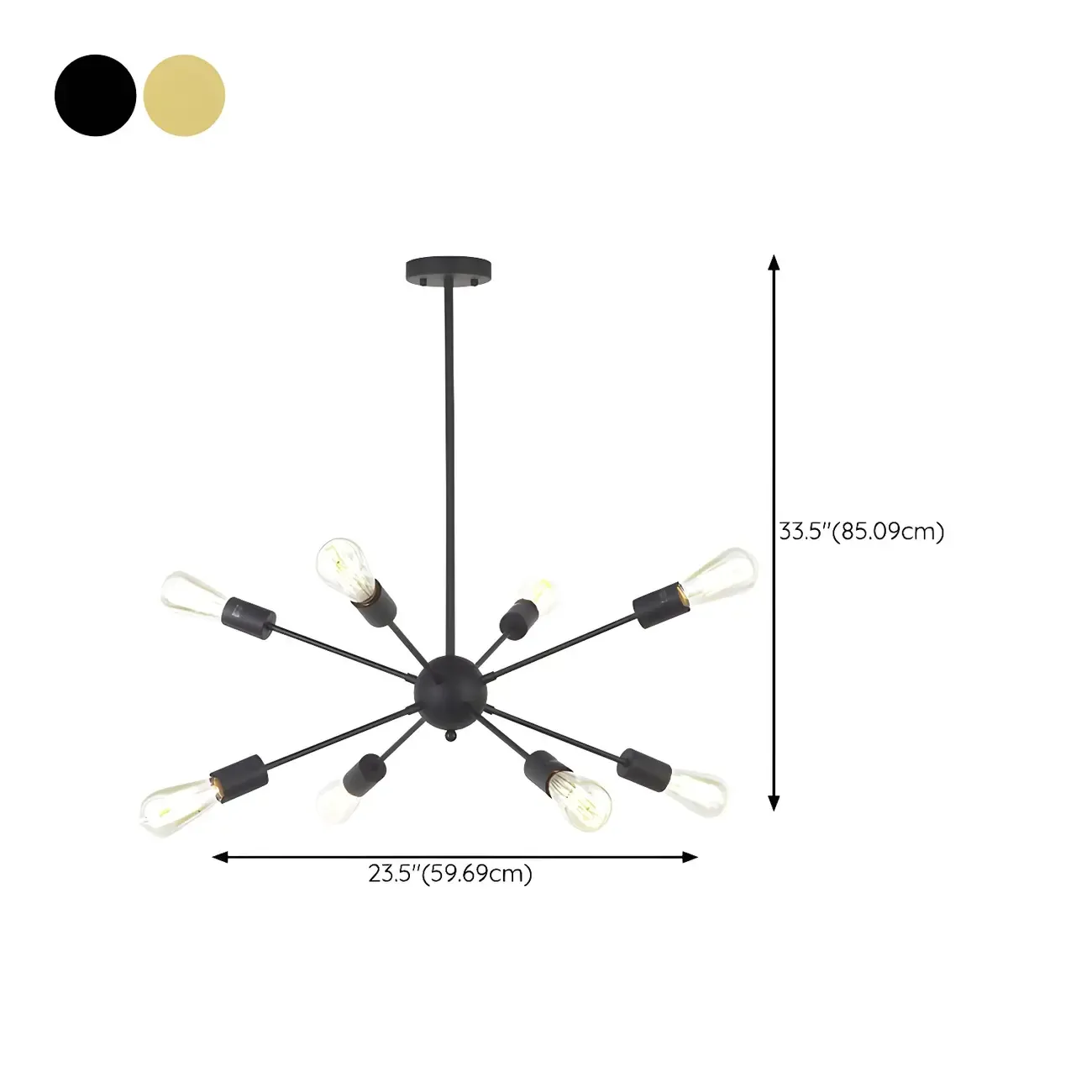 Modern Adjustable Gold Metal Sputnik Chandelier #size