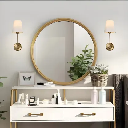Modern Brass Glam Vanity Light with Fabric Shade