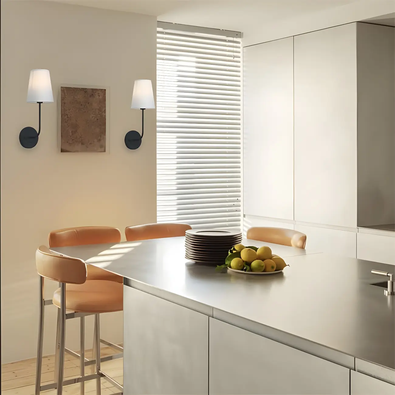 Modern Brass Glam Vanity Light with Fabric Shade | homeyfad