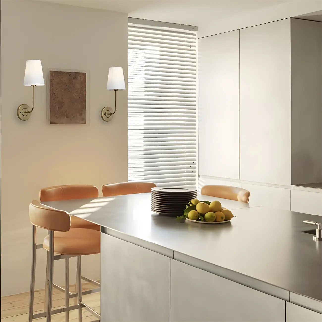 Modern Brass Glam Vanity Light with Fabric Shade | homeyfad