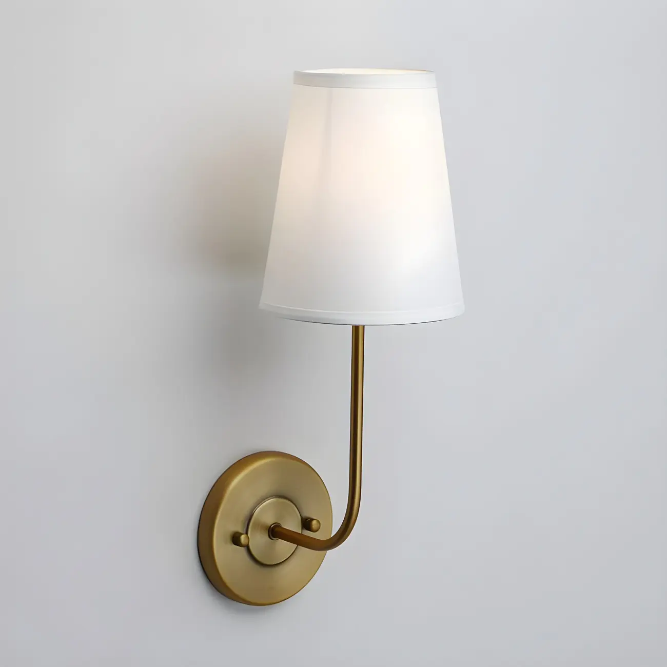 Modern Brass Glam Vanity Light with Fabric Shade | homeyfad