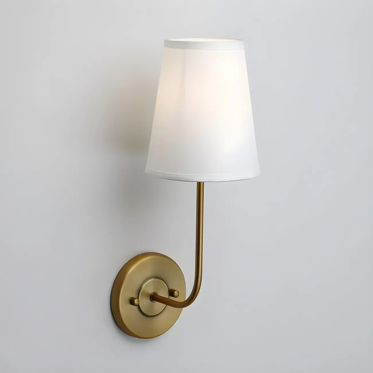 Modern Brass Glam Vanity Light with Fabric Shade - HomeyFad