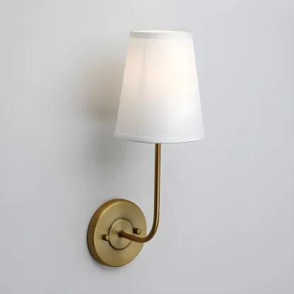 Modern Brass Glam Vanity Light with Fabric Shade