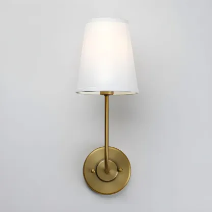 Modern Brass Glam Vanity Light with Fabric Shade