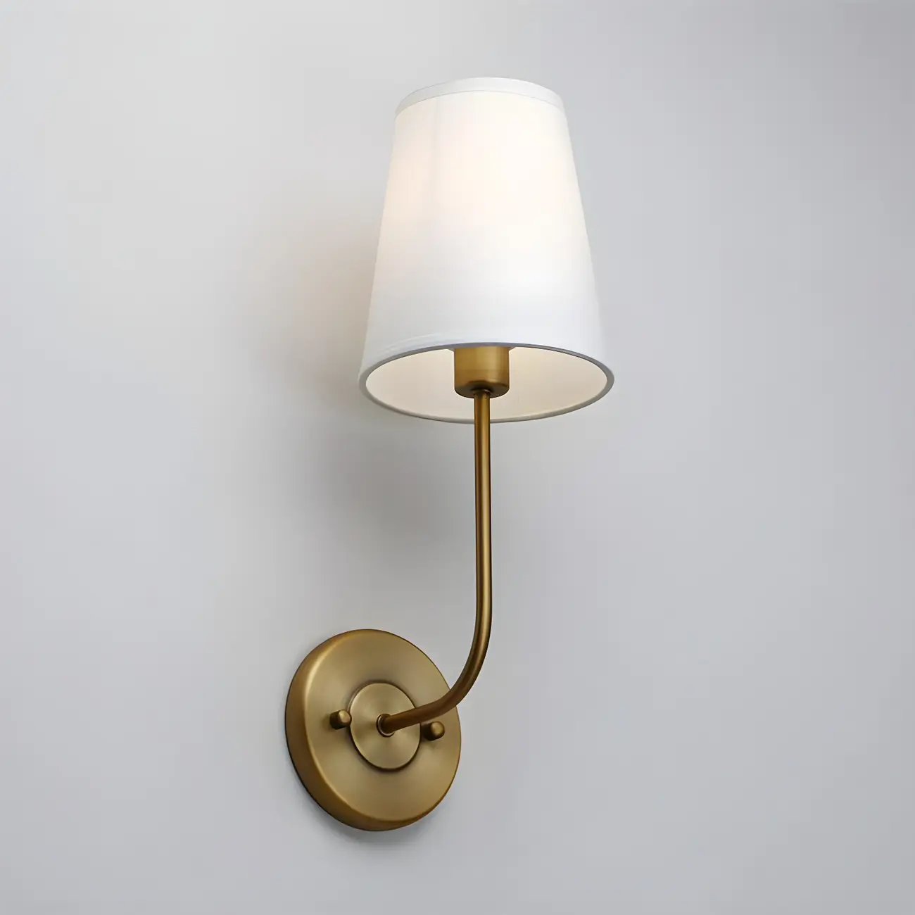 Modern Brass Glam Vanity Light with Fabric Shade | homeyfad