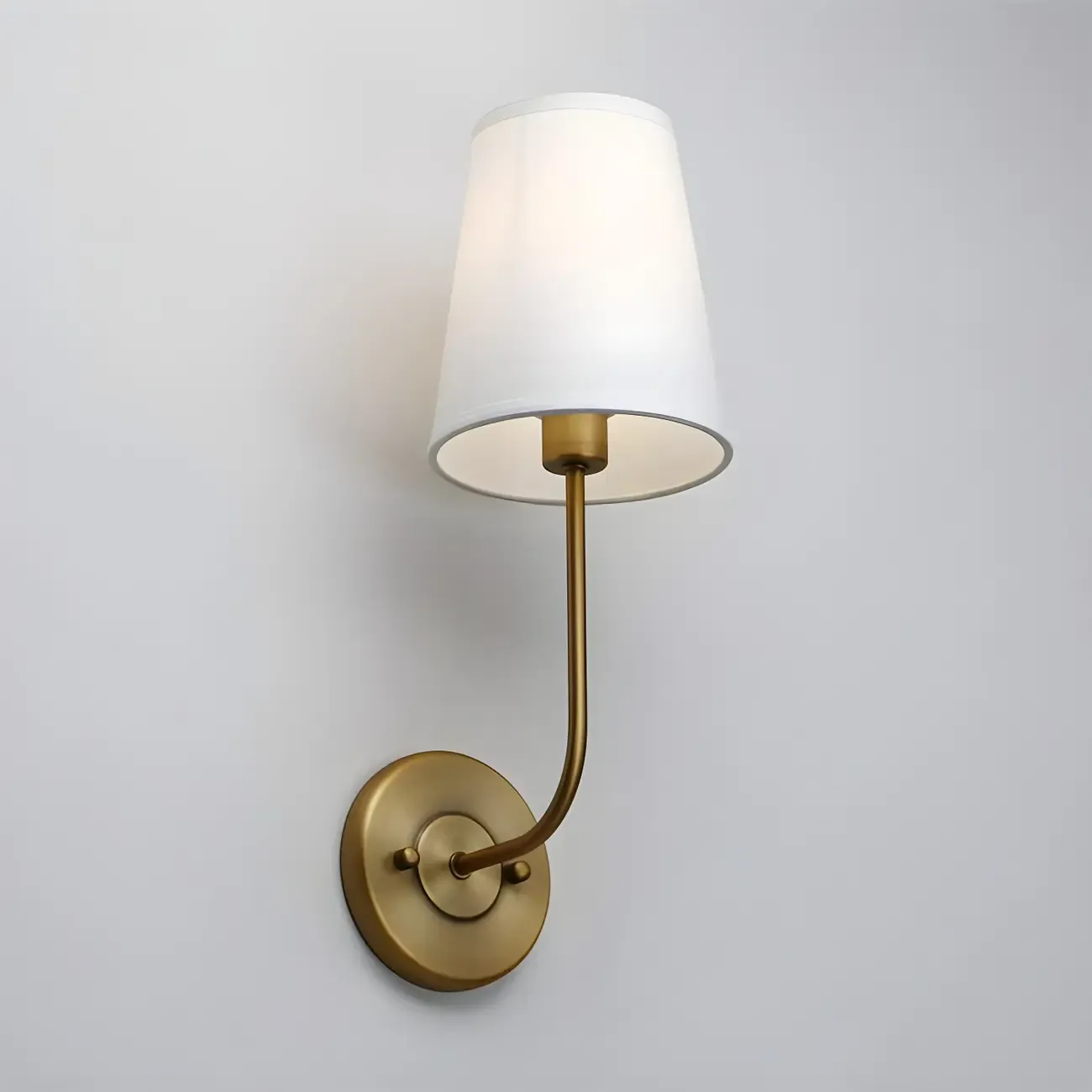 Modern Brass Glam Vanity Light with Fabric Shade