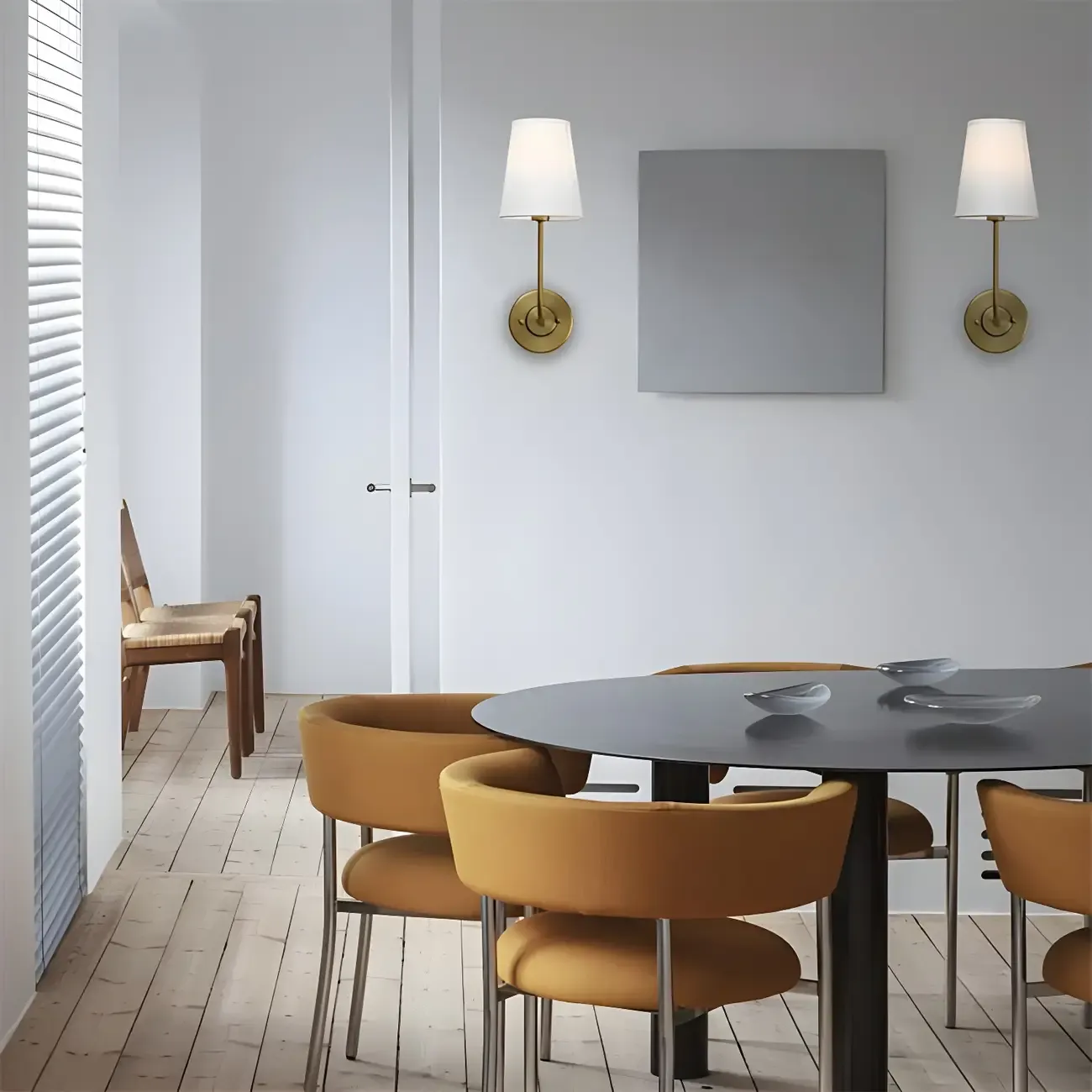 Modern Brass Glam Vanity Light with Fabric Shade