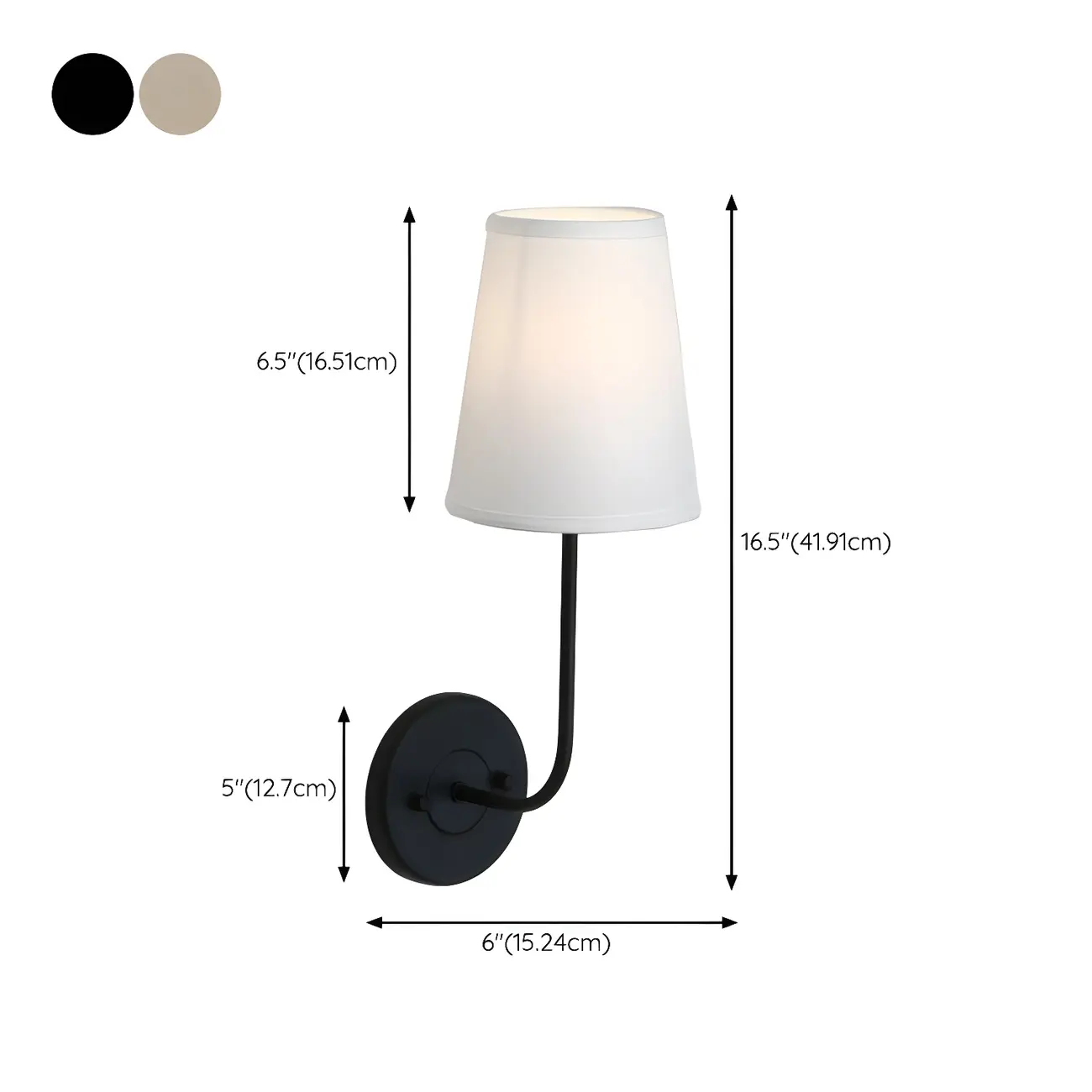 Modern Brass Glam Vanity Light with Fabric Shade #size