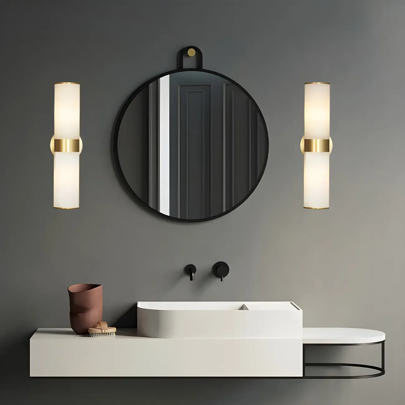 Brass Modern Cylinder Vanity Light for Bathroom Image - 1