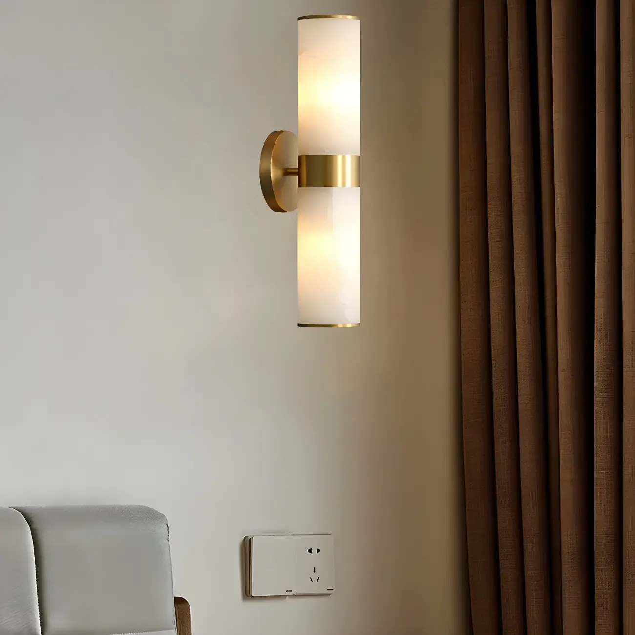 Brass Modern Cylinder Vanity Light for Bathroom Image - 3