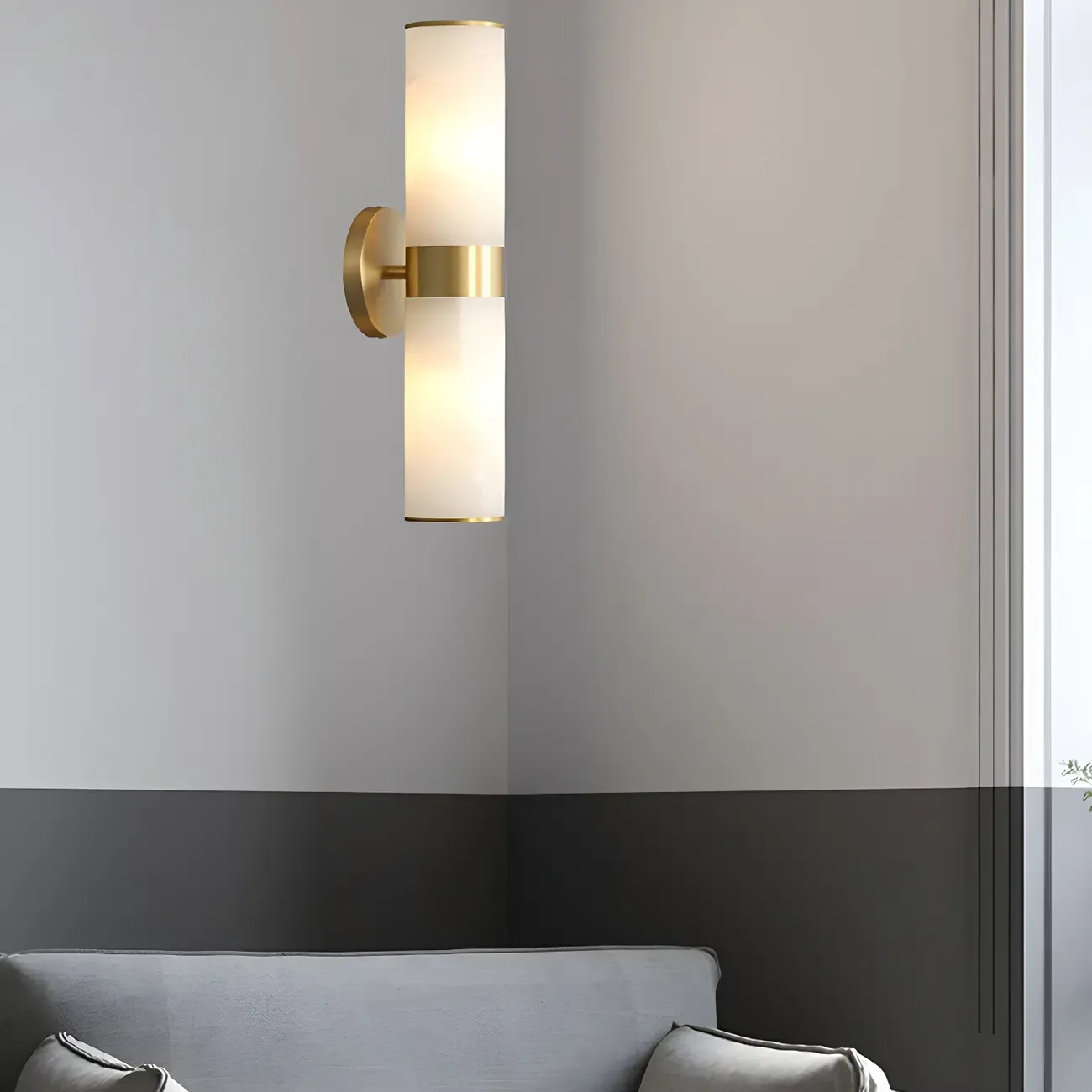Brass Modern Cylinder Vanity Light for Bathroom Image - 4