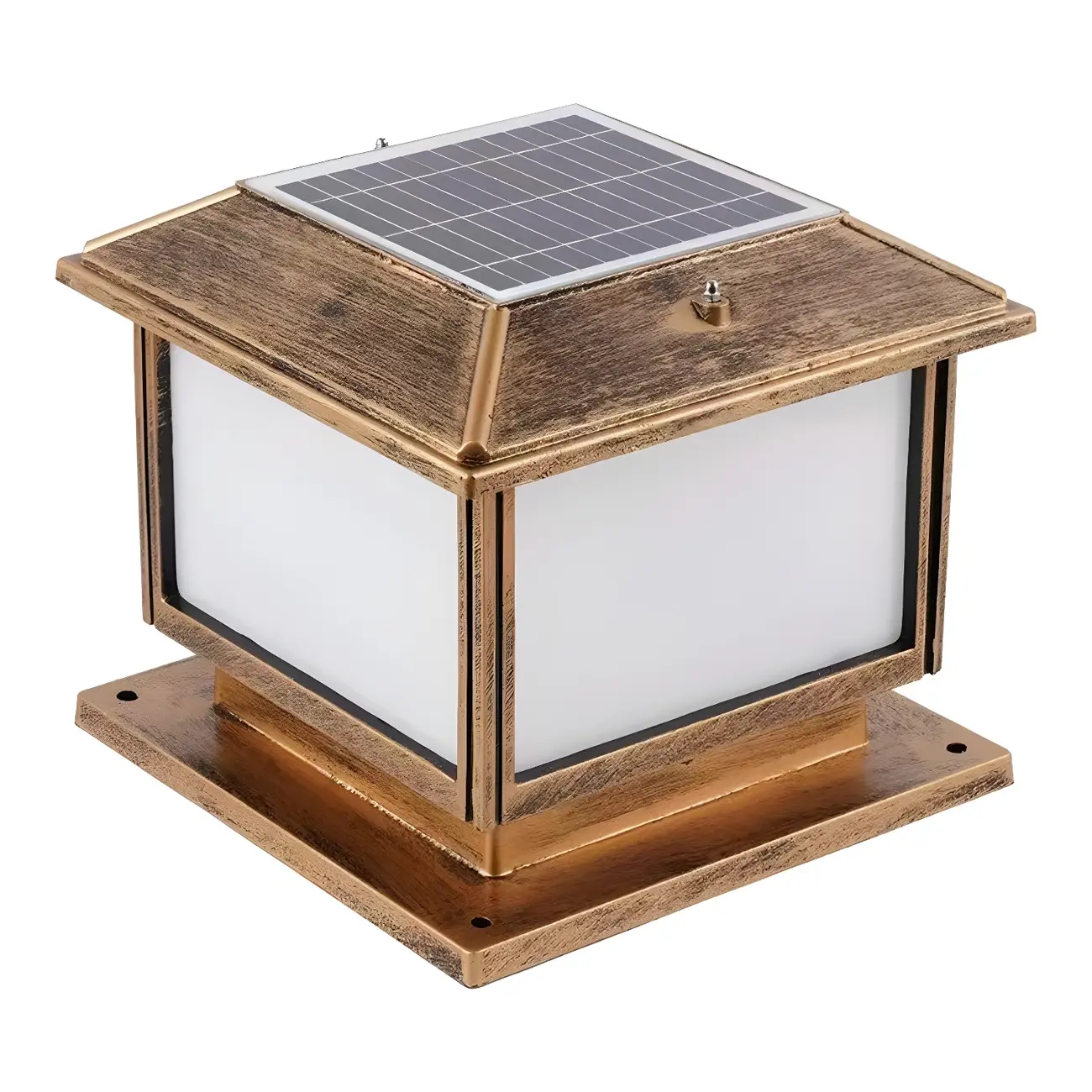 Outdoor Bronze Metal Solar Square LED Post Light Image - 4 | homeyfad