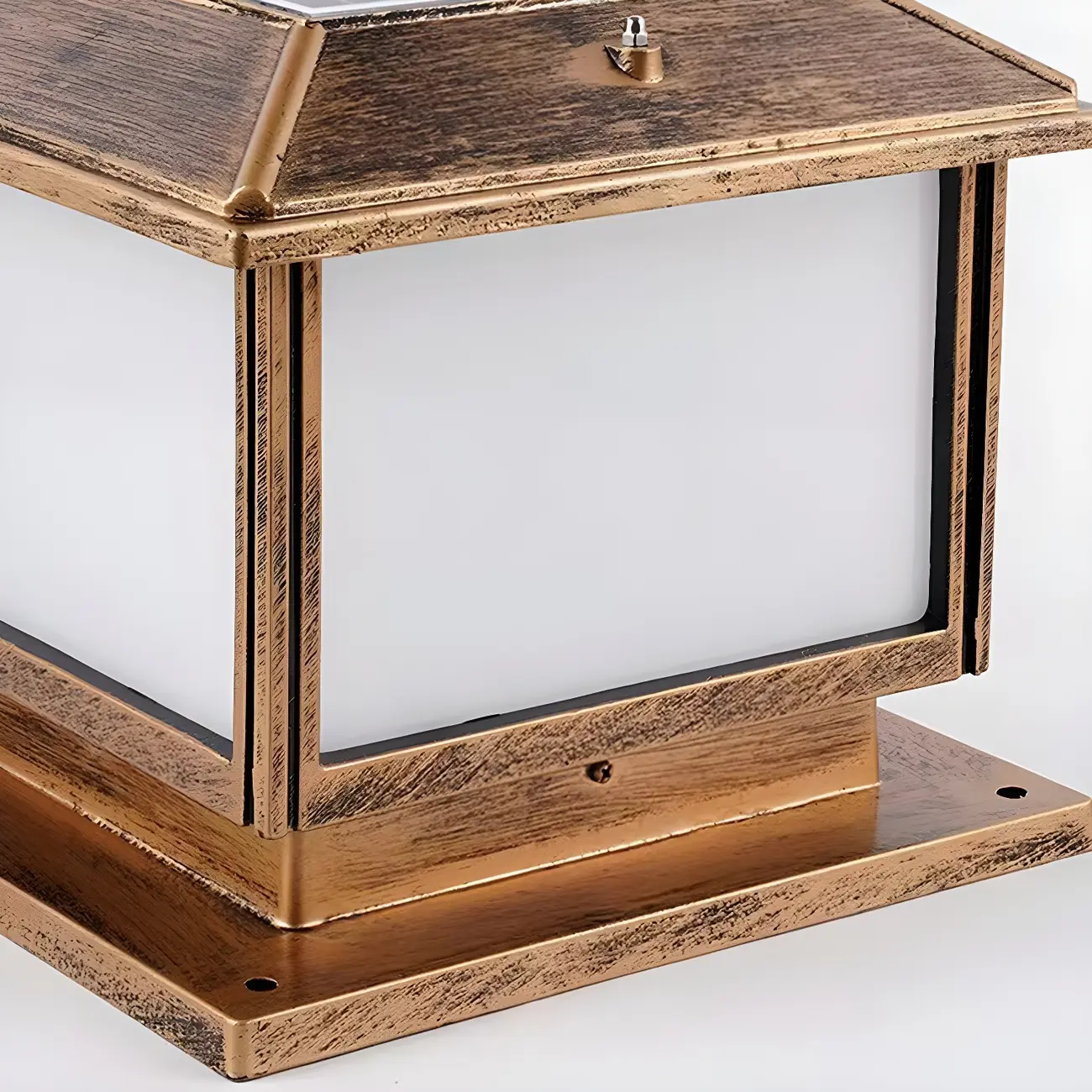 Outdoor Bronze Metal Solar Square LED Post Light Image - 9 | homeyfad