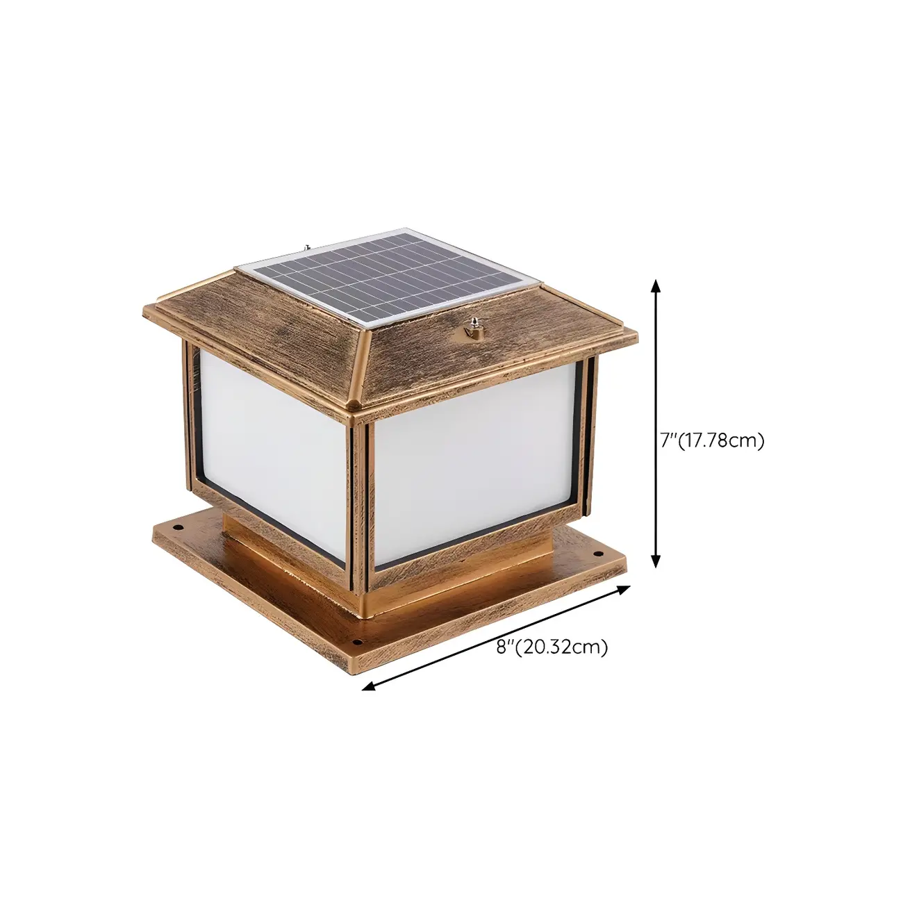 Outdoor Bronze Metal Solar Square LED Post Light #size | homeyfad