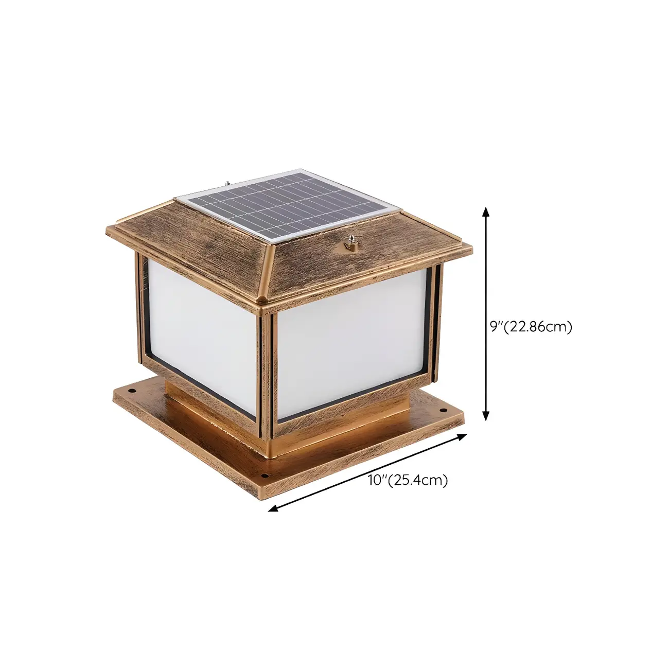 Outdoor Bronze Metal Solar Square LED Post Light Image - 15 | homeyfad