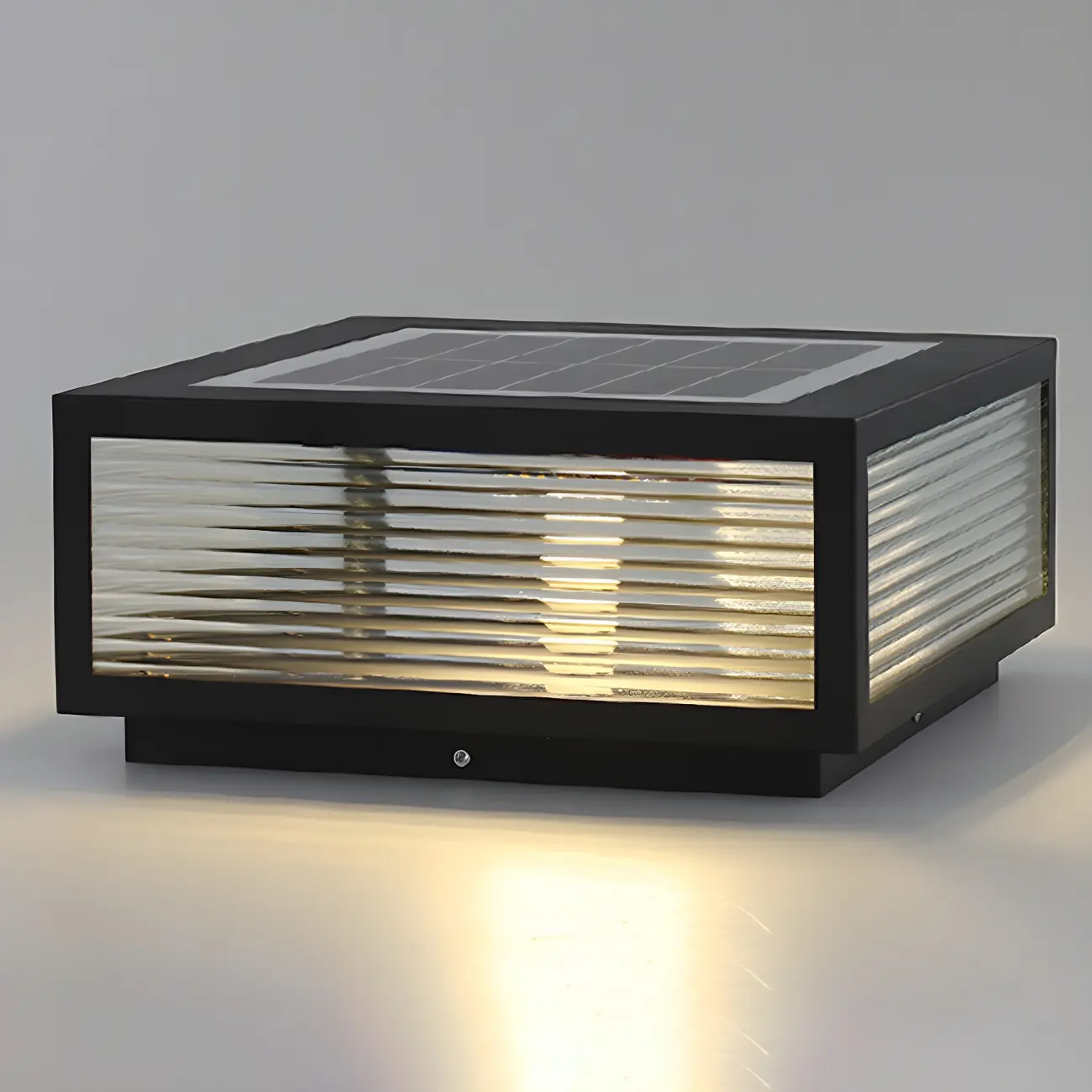 Rectangular Metal Outdoor Solar Post Light in Color-Changing Image - 4 | homeyfad