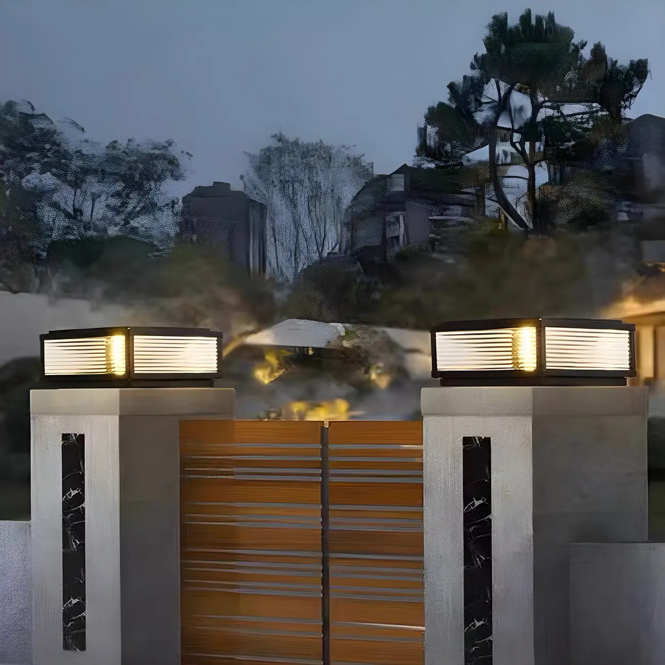 Rectangular Metal Outdoor Solar Post Light in Color-Changing Image - 16 | homeyfad