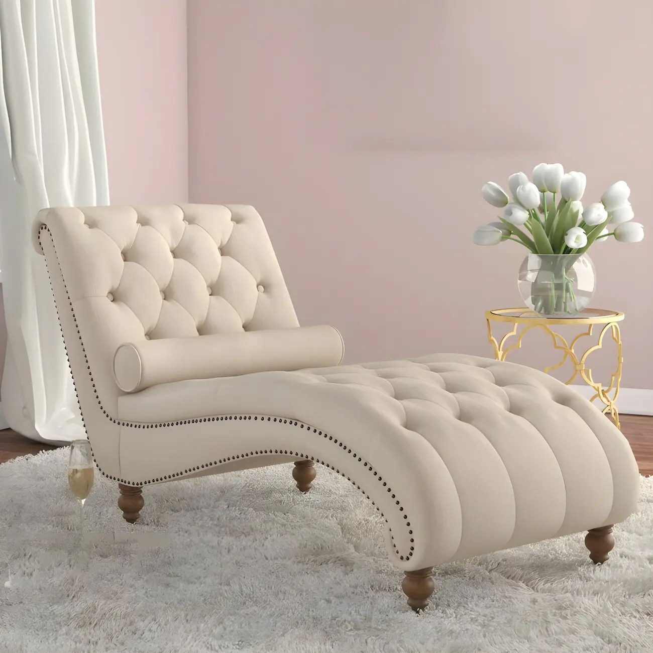 Solid Color Armless Faux Leather Reclining Chaise Lounge Image - 1 | homeyfad