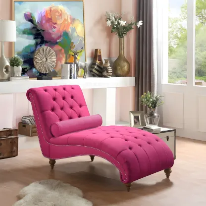 Solid Color Armless Faux Leather Reclining Chaise Lounge Image - 5