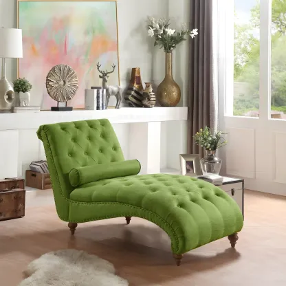 Solid Color Armless Faux Leather Reclining Chaise Lounge Image - 6