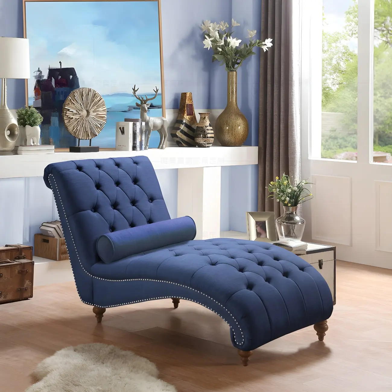 Solid Color Armless Faux Leather Reclining Chaise Lounge Image - 7 | homeyfad