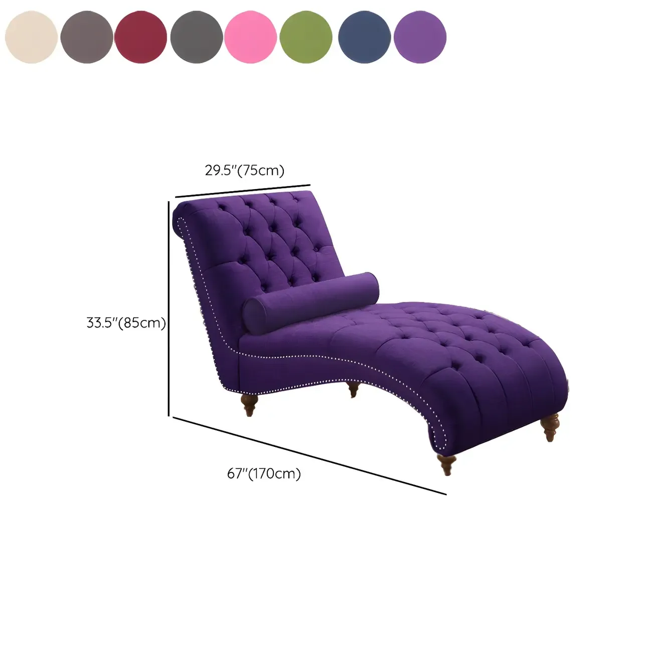 Solid Color Armless Faux Leather Reclining Chaise Lounge #size