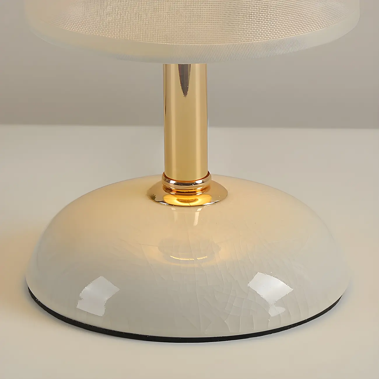 Simple White Cylindrical Fabric Shade LED Ceramic Table Lamp Image - 7 | homeyfad