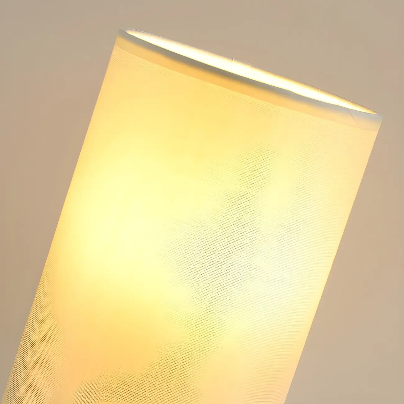 Simple White Cylindrical Fabric Shade LED Ceramic Table Lamp Image - 9