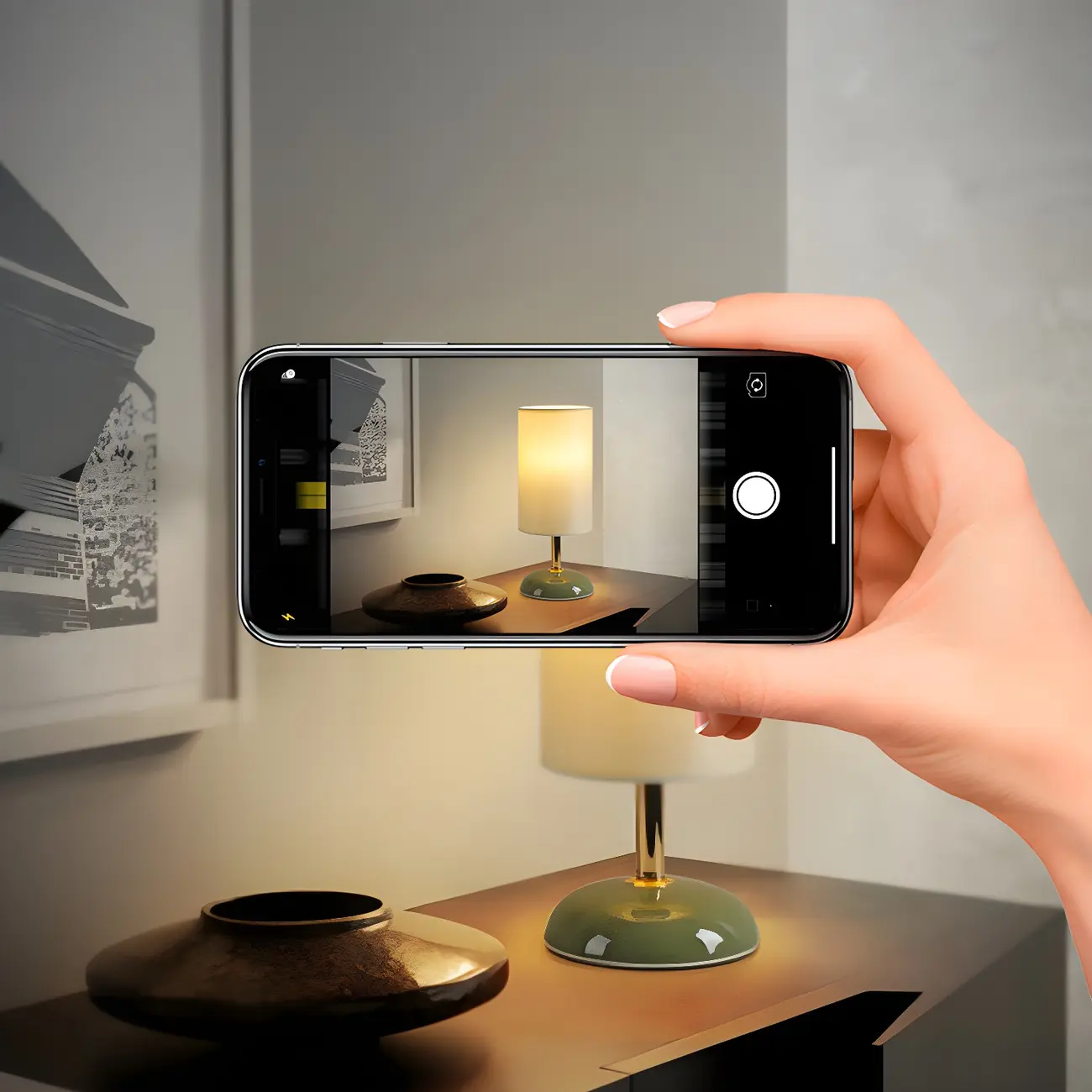 Simple White Cylindrical Fabric Shade LED Ceramic Table Lamp Image - 15 | homeyfad