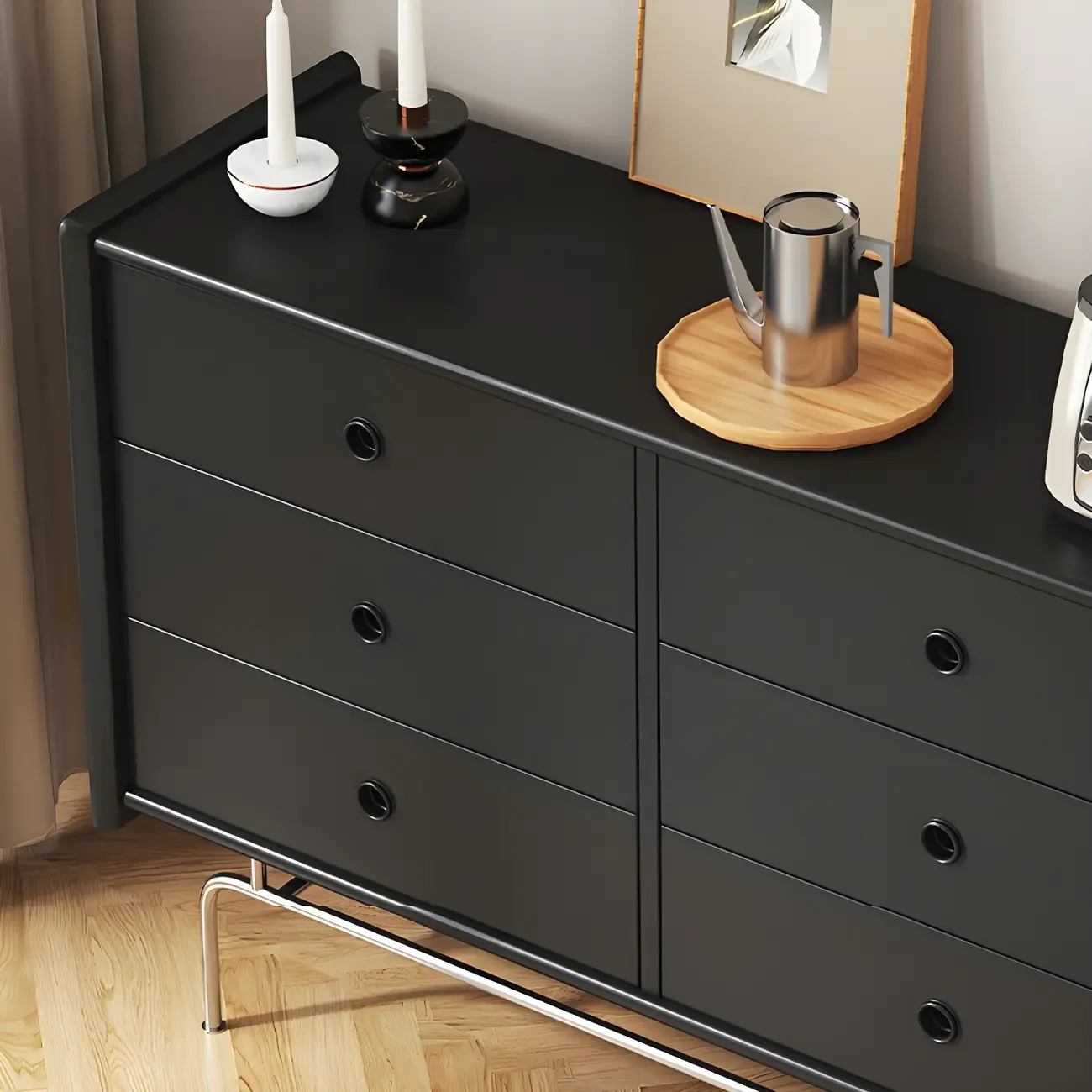 Elegant Grey Wooden Dresser & Chest with Storage for Bedroom Image - 13