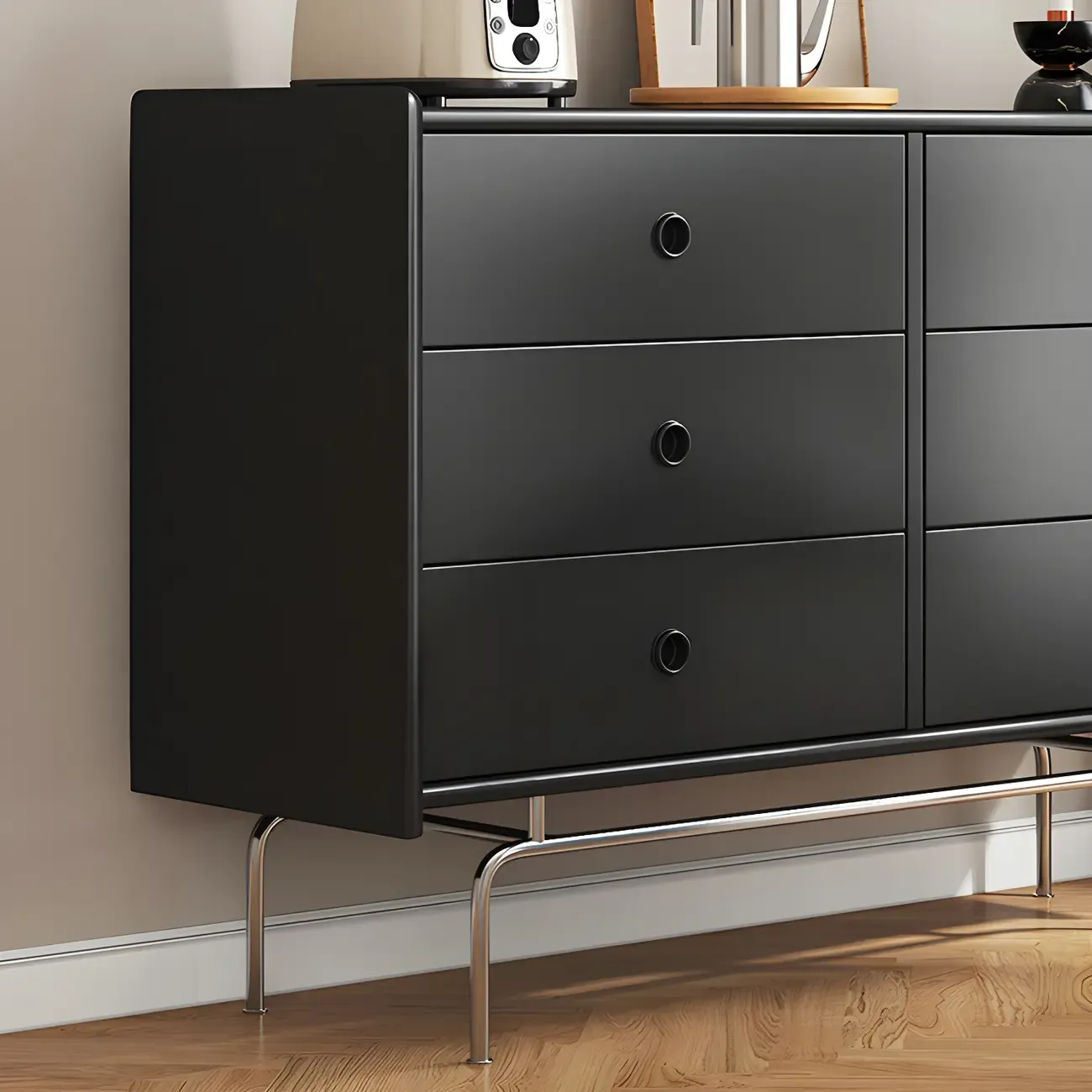 Elegant Grey Wooden Dresser & Chest with Storage for Bedroom Image - 15