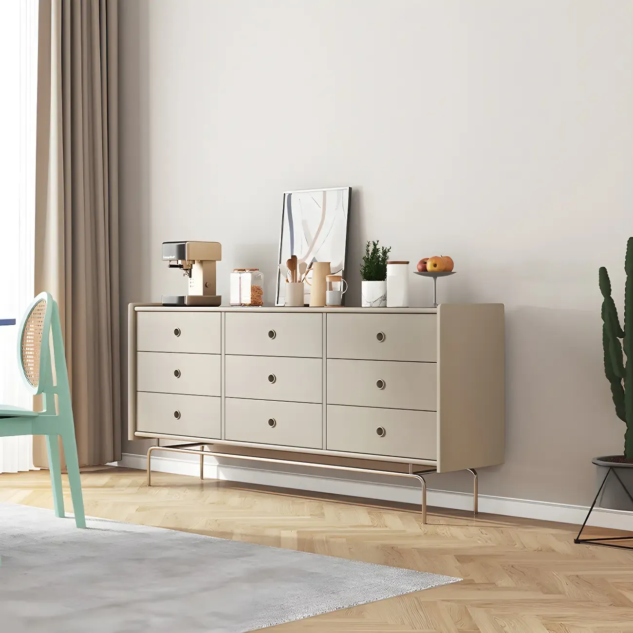 Elegant Grey Wooden Dresser & Chest with Storage for Bedroom Image - 17
