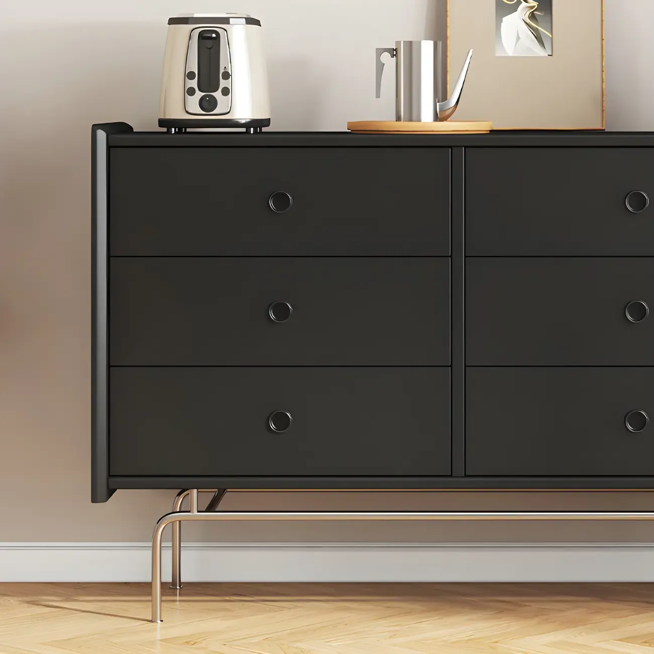 Elegant Grey Wooden Dresser & Chest with Storage for Bedroom Image - 18