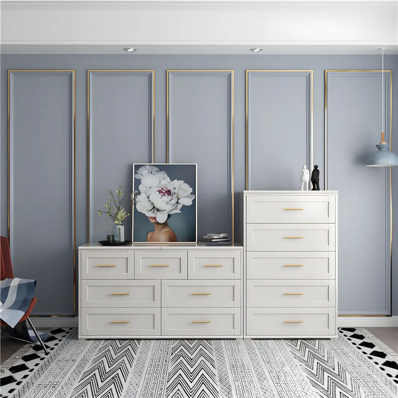 Glam White Wooden Dressers & Chests with Drawers for Bedroom Image - 1 | homeyfad