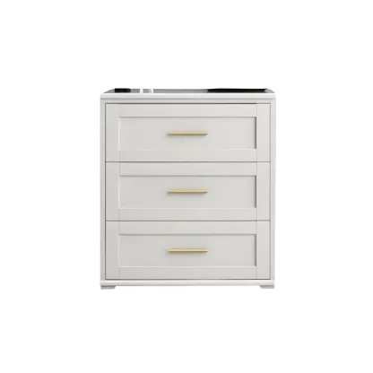 Glam White Wooden Dressers & Chests with Drawers for Bedroom Image - 2