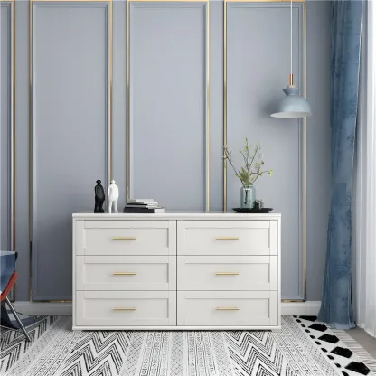 Glam White Wooden Dressers & Chests with Drawers for Bedroom Image - 4