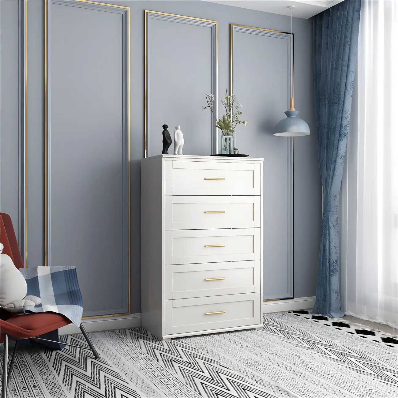 Glam White Wooden Dressers & Chests with Drawers for Bedroom Image - 6 | homeyfad