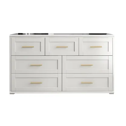 Glam White Wooden Dressers & Chests with Drawers for Bedroom Image - 11