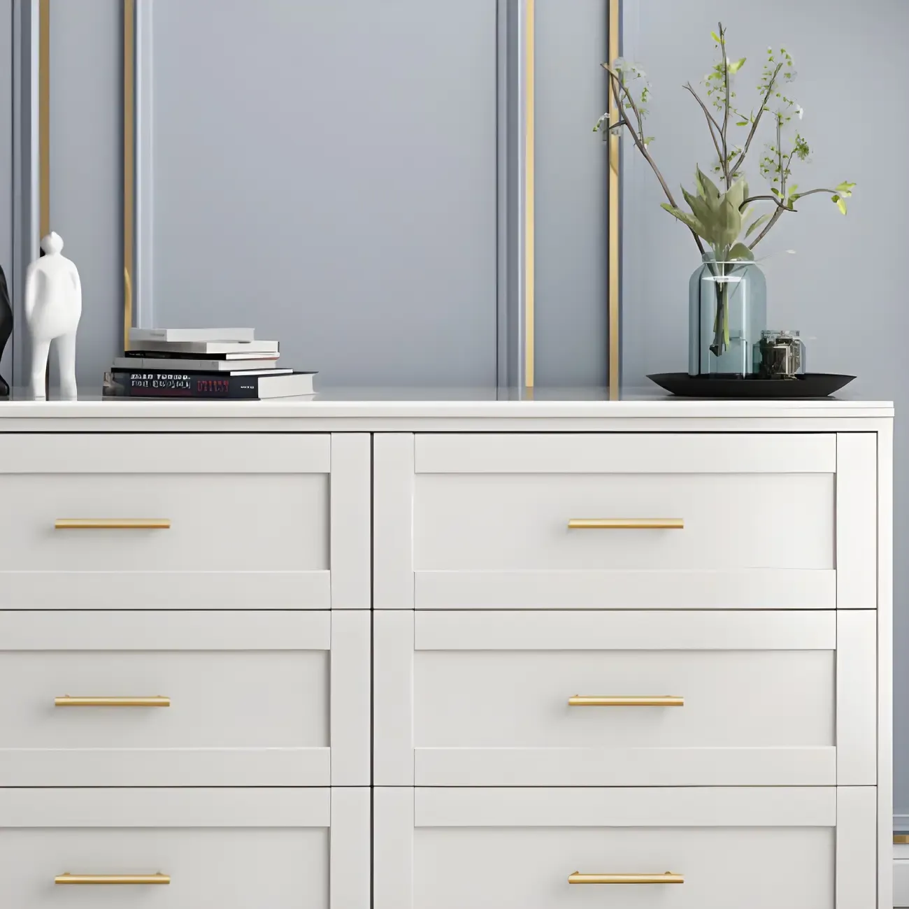 Glam White Wooden Dressers & Chests with Drawers for Bedroom Image - 12