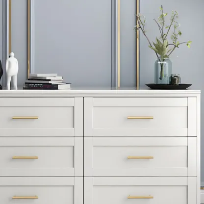 Glam White Wooden Dressers & Chests with Drawers for Bedroom Image - 12