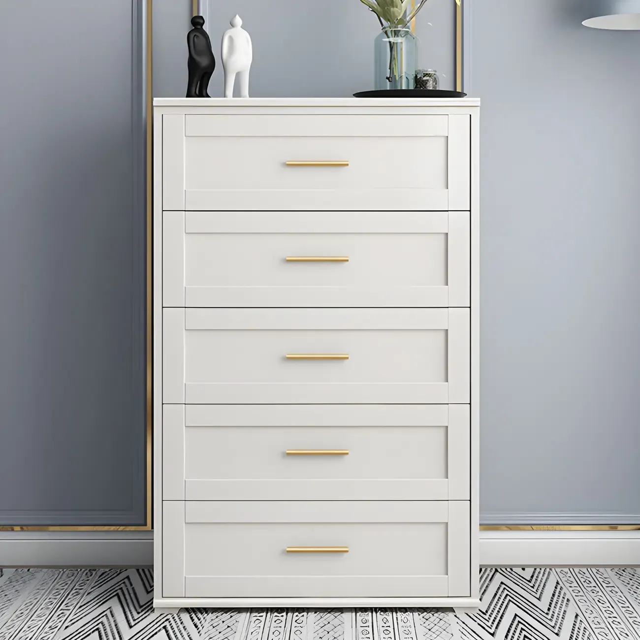 Glam White Wooden Dressers & Chests with Drawers for Bedroom Image - 14