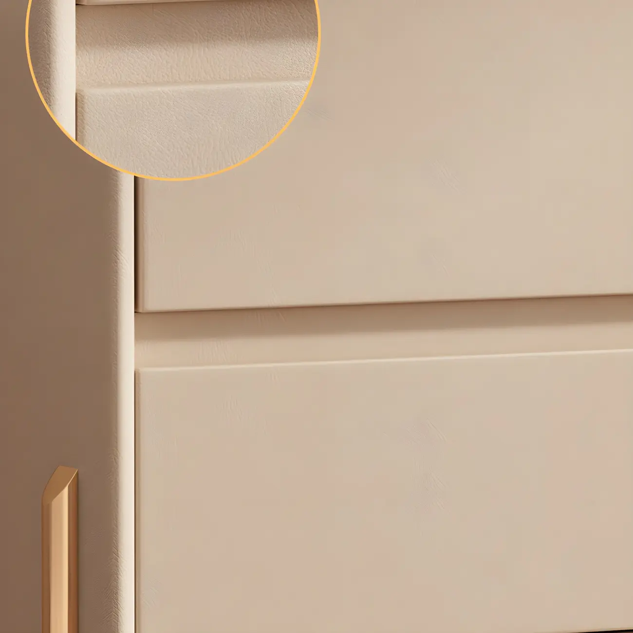 Morandi Short Leather Wood 2 Tiers Nightstand with Legs Image - 18 | homeyfad