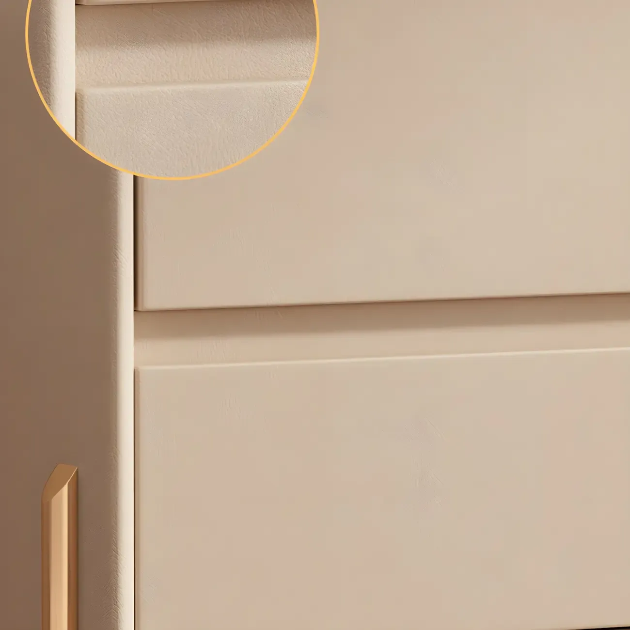 Morandi Short Leather Wood 2 Tiers Nightstand with Legs Image - 18